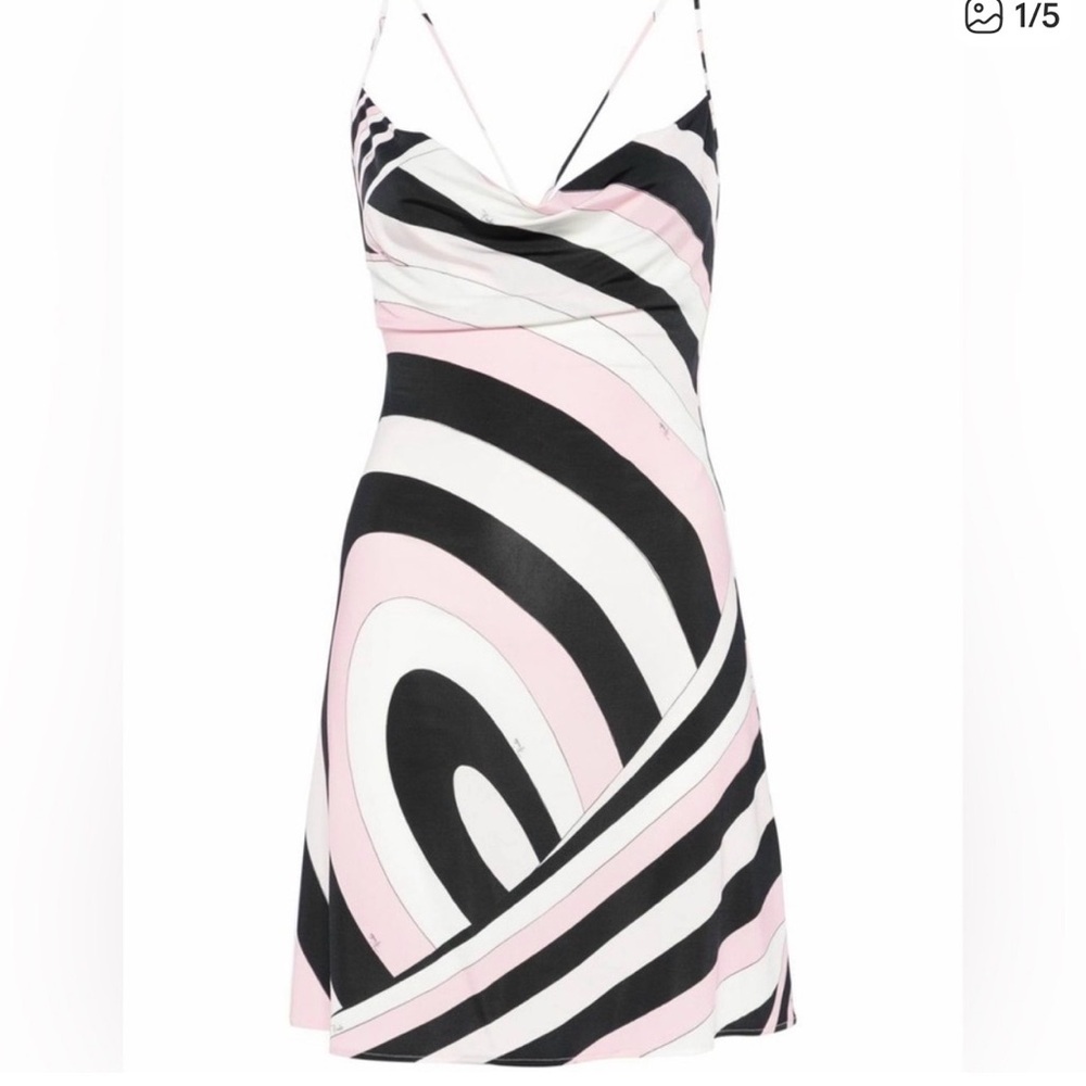 Emilio Pucci Pink, Black & Cream Abstract Slip Mini Dress - Picture 4 of 5